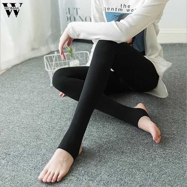 

womail legging women hip-up slim through high waist warm pants women's leggings warm mesh leggins for womens pencil pant p916, Black