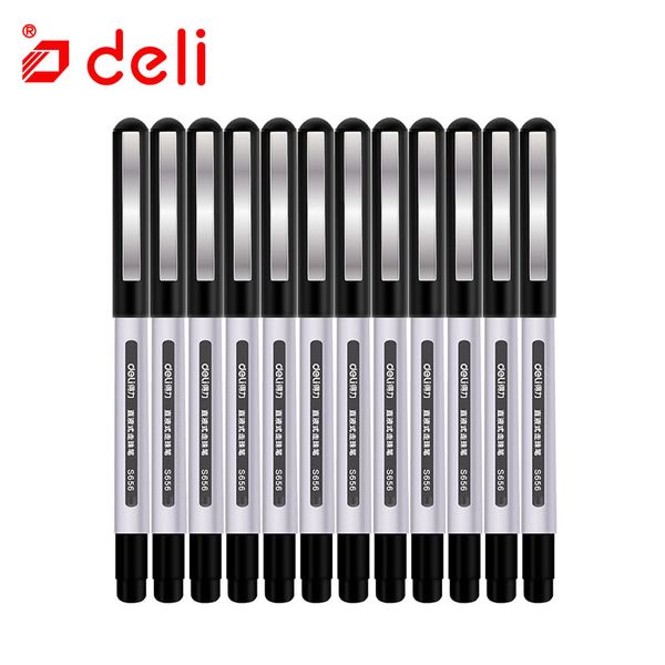 

deli 12pcs ball pen for student writing office accessory plastic ballpoint pen 3 color refills ball school & office supplies, Blue;orange