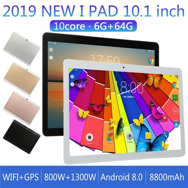 

Tablet 10.1 inch IPS screen tablet 6 + 64GB for Android 8.0 PT 3G WiFi call Bluetooth GPS round hole camera tablet