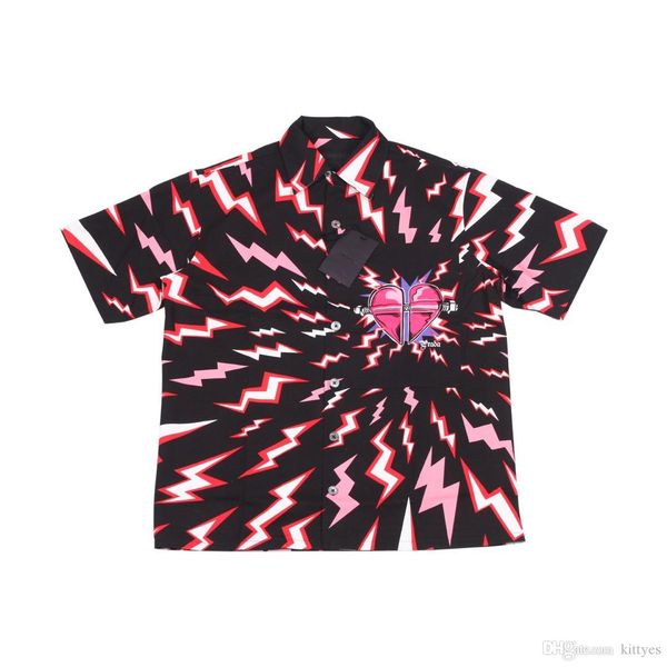 

falection 19fw italy fashion pd thunder heart напечатан на всей поплиновой рубашке, White;black