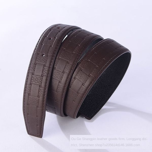 

inch 3 men's smooth buckle plaid without head young and middle-aged belt punching belt, Black;brown