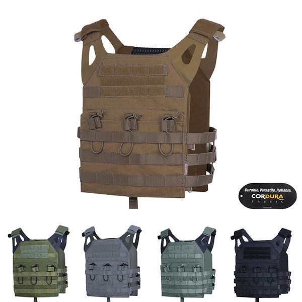 

tactical jpc assault lightweight combat vest emersongear body armor adjustable molle+ plates jumpable plate carrier, Camo;black