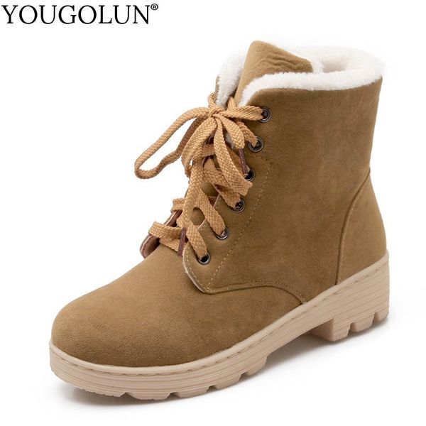 

lace up snow boots women winter short boots ladies mid square heels a278 fashion warm shoes woman red black apricot ankle boots