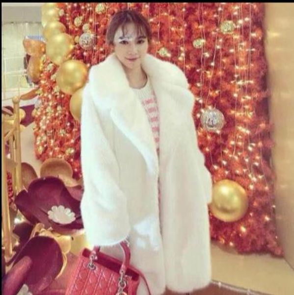 

vetement 2019 winter women's faux fur jacket artificial fur overcoat furry coat femme plus size furry fake outwear z61, Black