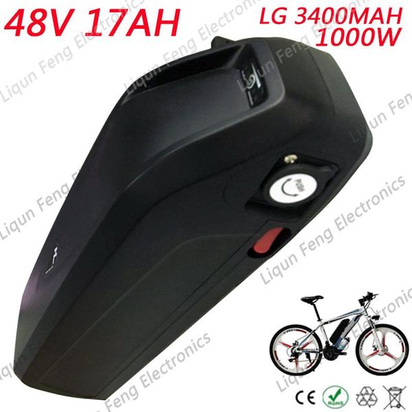 

High capacity electric bicycle down tube battery 48v 17ah 18ah 1000w u e lg cell li ion battery pack e bike motor kit eu no tax