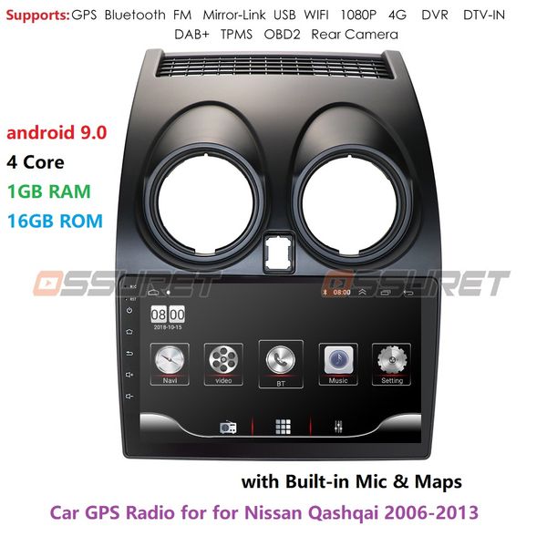 

android 9.0 1gb+16gb dsp carplay car radio multimidia video player gps for qashqai 1 j10 2006-2013 2 din dvd car dvd