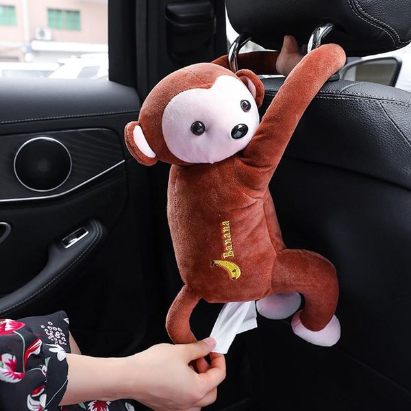 

2019 car tissue cover box lovely portable monkey tissue box home office auto automobile napkin paper holders cases car interior