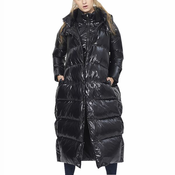 

new european brand down coat 2018 winter hooded down jacket women fashion thicken warm coats female plus size 5xl overcoat zs371, Black