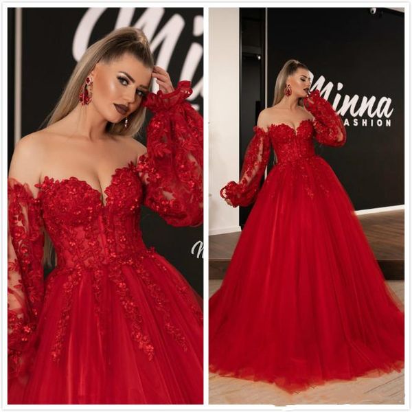 

красное кружевное свадебное платье с длинными пышными рукавами с плеча бальное платье 2020 роскошный дизайн свадебные платья длина пола нест, White