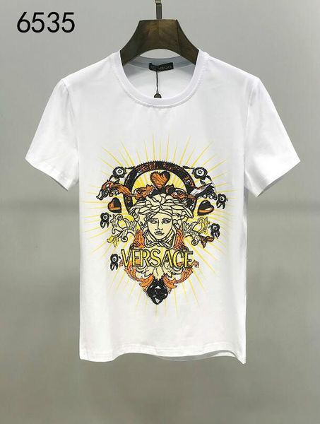 

mens versace мужские дизайнеры футболки мода мужчины лето футболка улица женщины бренд футболка роскошные унисекс топы высокое качество футб, White
