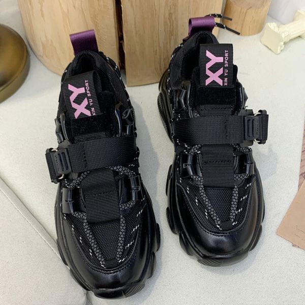 

2020 spring luxury black platform wedge sneakers women casual designer shoes lace-up shoes for women flock sneakers mx200425