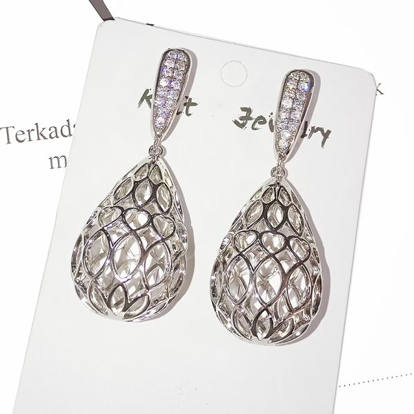 

cubic zirconia water drop earrings for women gold earrings new trendy jewelry accessories weding jewelry gift, Silver