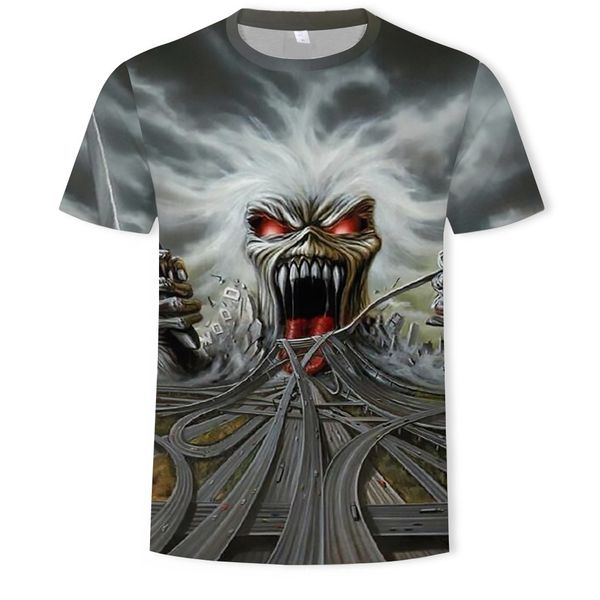 

menssummer devil trend digital printing short-sleeved t-shirt top, White;black