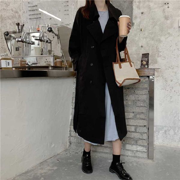 

spring fashion women windbreaker female casual loose solid trech coat ladies cotton jacket ladies leisure slim coat, Tan;black