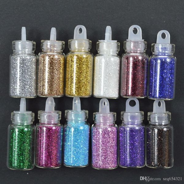 

12 Цветов 3D Shinny Nail Glitter Powder 3D Акриловые Гель Лак Хлопья Блеск Блеск Дизайн Ногтей дл