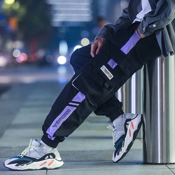 

men streetwear cargo pants black 2019 hip hop overalls mens fashions sweatpants baggy joggers pants casual patchwork men