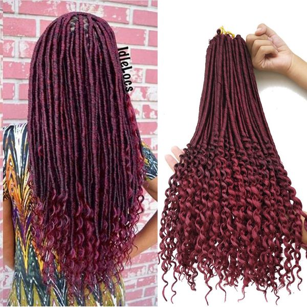 

горячей ! 1 упак. 20 дюймов богиня faux locs вьющиеся волосы крючком 24 корней / упак, Black