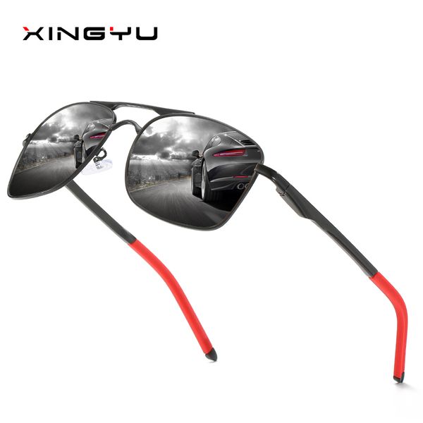 

xingyu mens polarized sunglasses men classic square mirror sun glasses aluminum magnesium leg uv400 eyewear gafas de sol, White;black