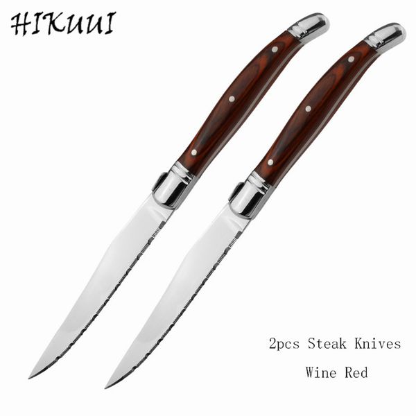 

new 2pcs 9 inch laguiole style steak knives set with wood handle dinner knife steak dinner cutlery flatware sets