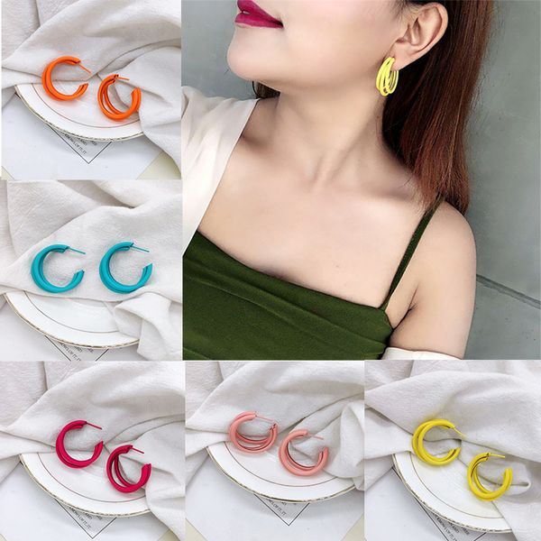 

vivilady candy color multilayer circle women hoop earrings charming alloy trendy summer beach major jewelry brincos, Golden;silver