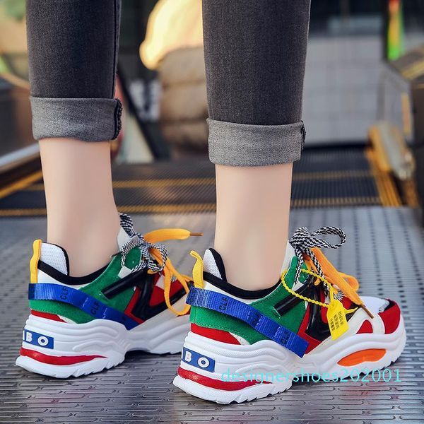 

women wedges fashion dad sneakers new women tenis shoes 2019 platform shoes flats female chunky sneakers d01 d01, Black