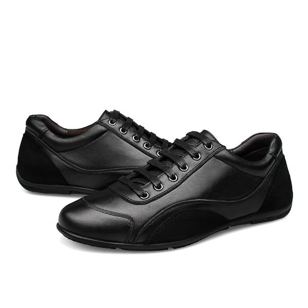 

size 36~48 full grain leather men shoes genuine leather original hecrafted brand autumn casual men shoes sa-8, Black