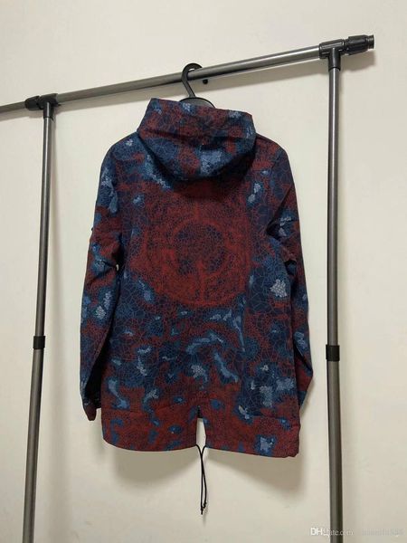 

united states material retro classic hoodie mens windbreaker windproof thermochromic section couple large disc print jackets, Black;brown