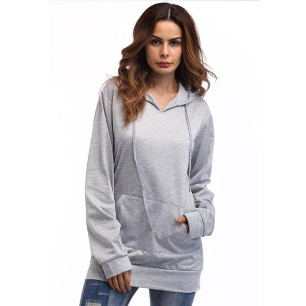 

cotton solid color loose hooded female pullover long sleeve women hoodie, Black