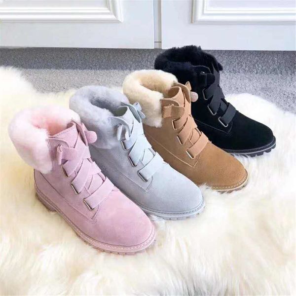 

2019 designer winter new style australian boots snow boots cowboy shoes martin shoes chaussures martin waterproof leather winter warm, Black
