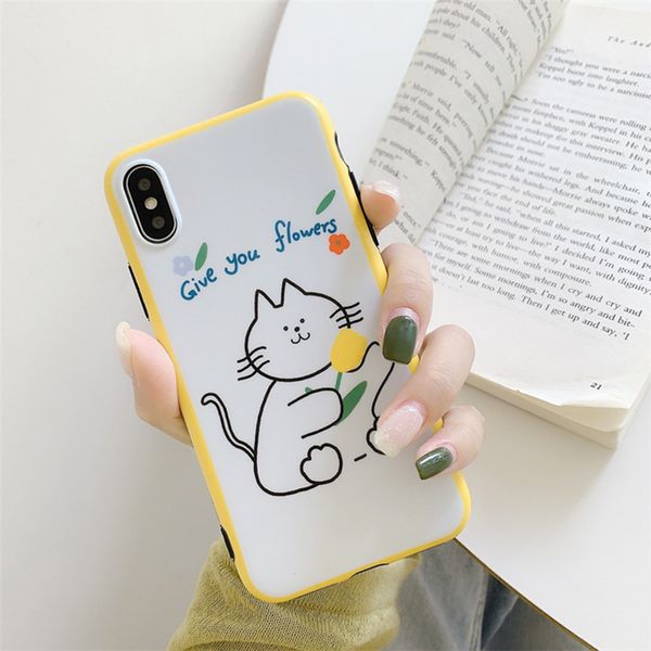 

cartoon cat phone case pattern covering for iphone xs max xr 6 7 8 x plus imd process tpu soft cell phone cases