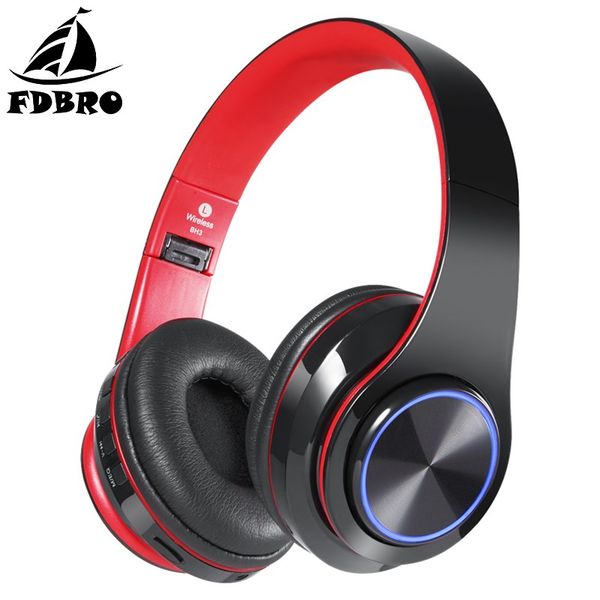 

fdbro hifi стерео беспроводная связь bluetooth наушники аккумуляторная светящиеся светодиодные наушники складная спортивная гарнитура с микр