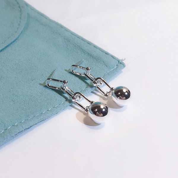 

stud fashion women jewelry u-shape & ball earrings for valentine gift s925 sterling silver, Golden;silver