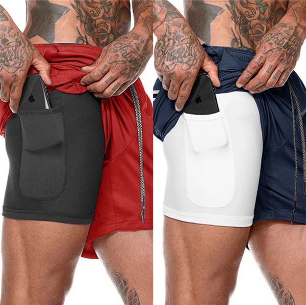 

summer 2020 new gym mens sport running shorts quick dry workout short pants wear zipper men soccer tennis training beach shorts #372, White;black
