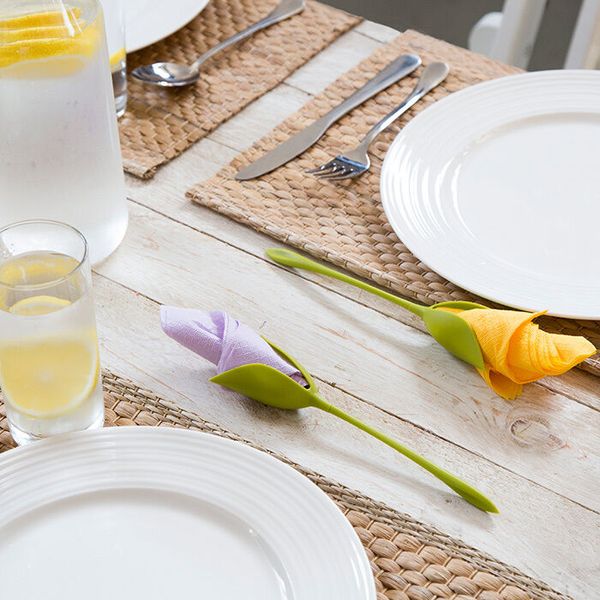 

creative napkin clip with flower design tissue flowers holder branch serviette holder rack table restaurant party decor