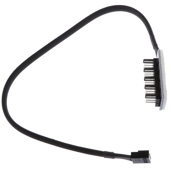 

5 way pwm splitter hub 4pin/3pin cpu computer fan black sleeved 12v