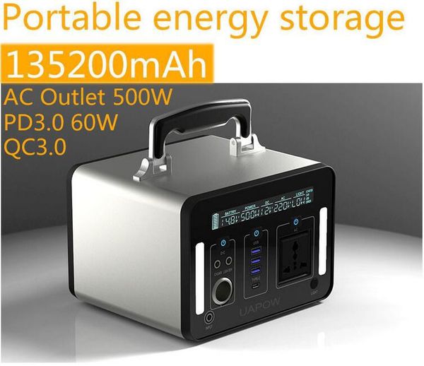

110v 220v portable solar power generator power station rechargeable 500w quick charge for outdoors indoor emergency