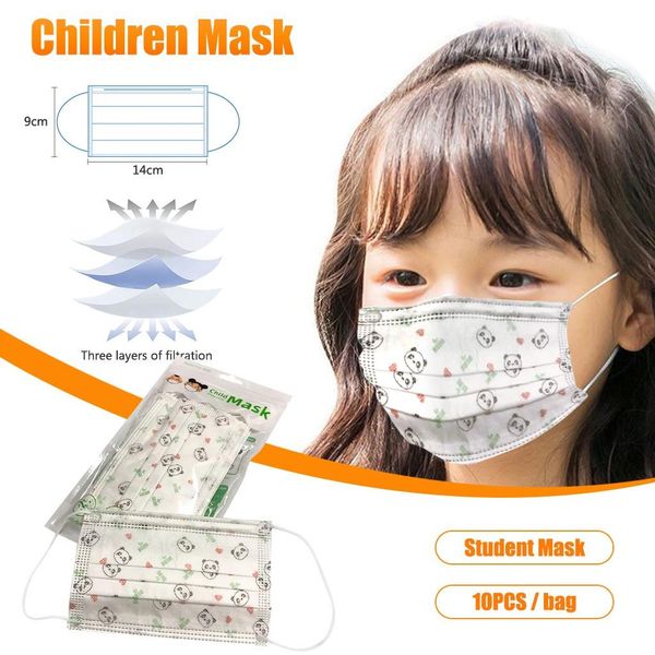 

10pc kids facemask disposable for germ protection cartoon facemask face-mask-washable face maskswashable and reusable maske zrrrc, Silver