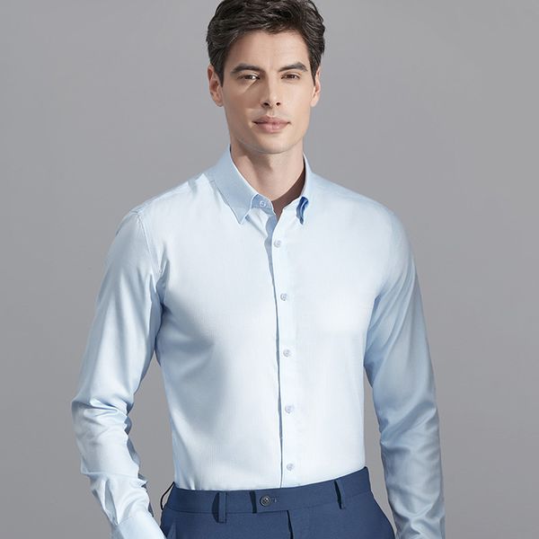 

2019 new men's formal business meeting dress shirts long sleeve solid color regular fit casual shirts for men, White;black