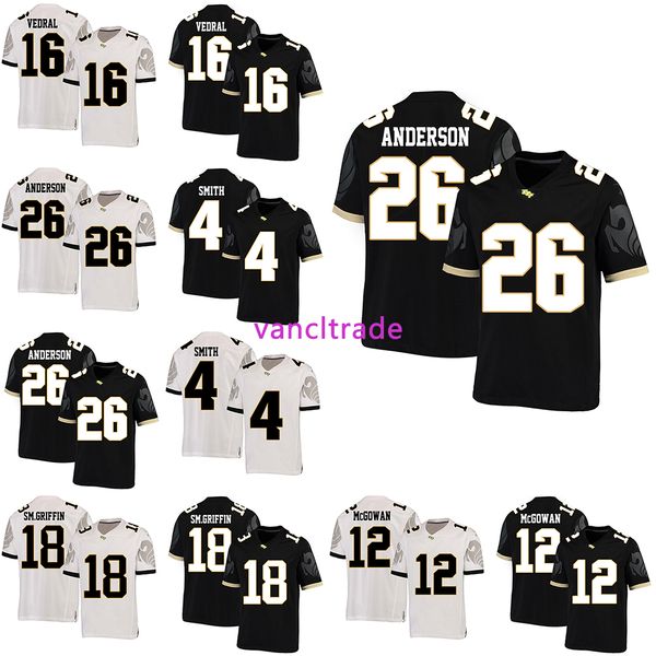 

2019 ncaa football ucf 16 noah vedral 26 otis anderson 18 sm.griffin 12 taj mcgowan 4 tre'quan smith jerseys, Black;red
