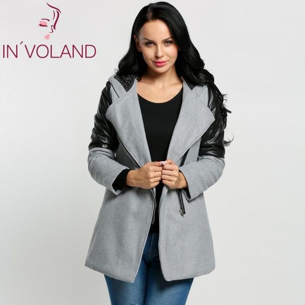 

ekouaer women fashion hooded lapel long sleeve patchwork winter casual zip-up outwear trenchcoat fashion casual coat, Tan;black