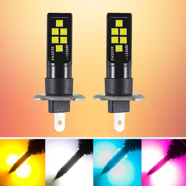 

2pcs super bright h1 h3 led bulbs car high power fog lights 3030 1200lm auto led head driving lamp drl white yellow blue pink