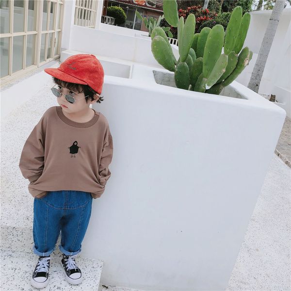 

2019 spring new arrival korean style cotton pure color all-match fashion loose jeans pants for cute sweet baby girls and boys, Blue