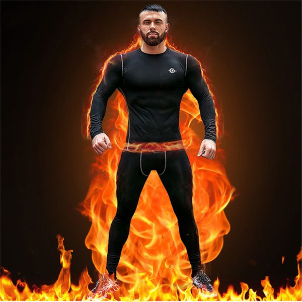 

men's new outdoor sports thermal shaping suits anti coldness elastic breathable fleece jackets & trousers combination, White;black