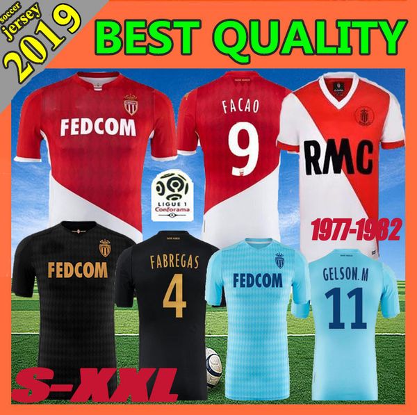 

size s-xxl 2019 2020 new as monaco soccer jersey retro 19 20 falcao lemar jovetic carrilio home away 3rd football shirt, Black;yellow