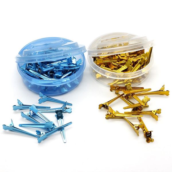 

50 piece mini aluminum clip for hair heat resistant metal hairdressing clip for hairstyling hairdresser clips 5.3cm, Golden;silver