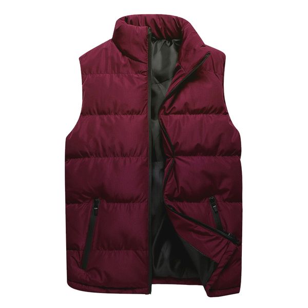 

2020 new men's autumn winter casual warm vest zipper sleeveless puffer coat outerwear solid black high quality