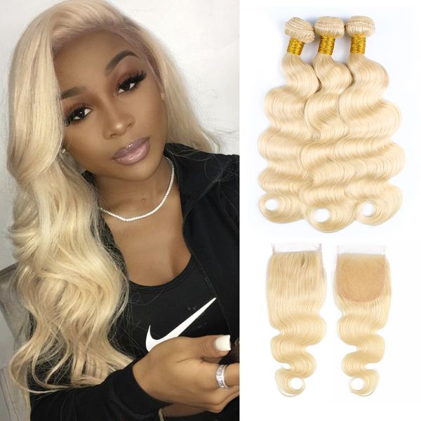 

# 613 светлые пучки человеческих волос с закрытием объемная волна бразильские волосы девственницы 3 пучка с 4x4 шнурком закрытие человечески, Black;brown