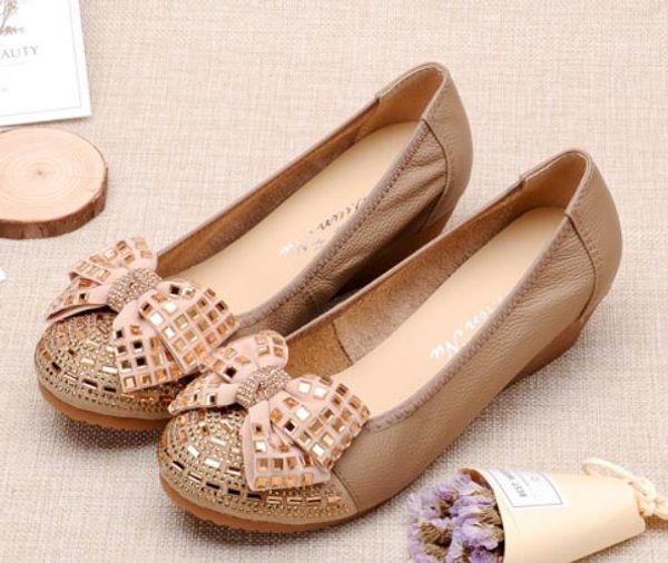 

women's shoes in spring and autumn slope heel round head bowknot, Black