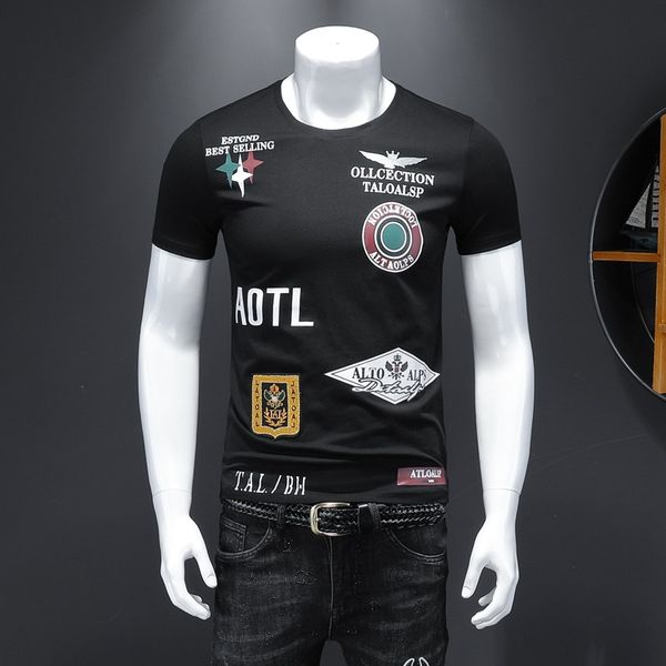

brand shirt designer luxury print t-shirt men's outdoor sports gym clothing fashion mens streetwear tshirt, White;black
