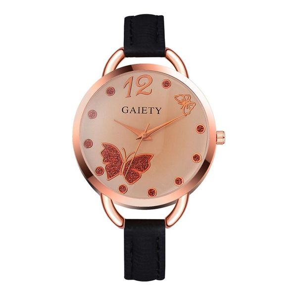 

wholesale butterfly lady fashion thin faux leather band big analog dial quartz wrist watch, Slivery;brown